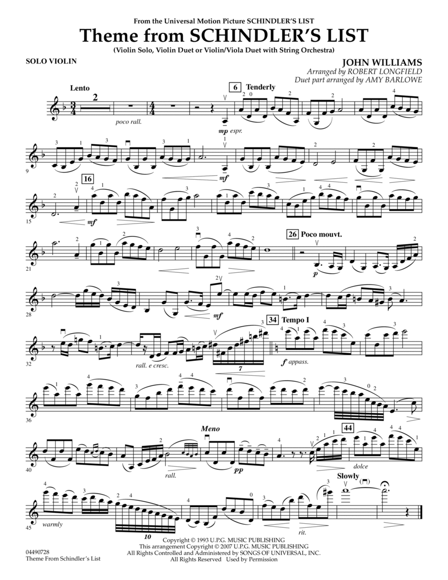 Schindler list violin solo pdf