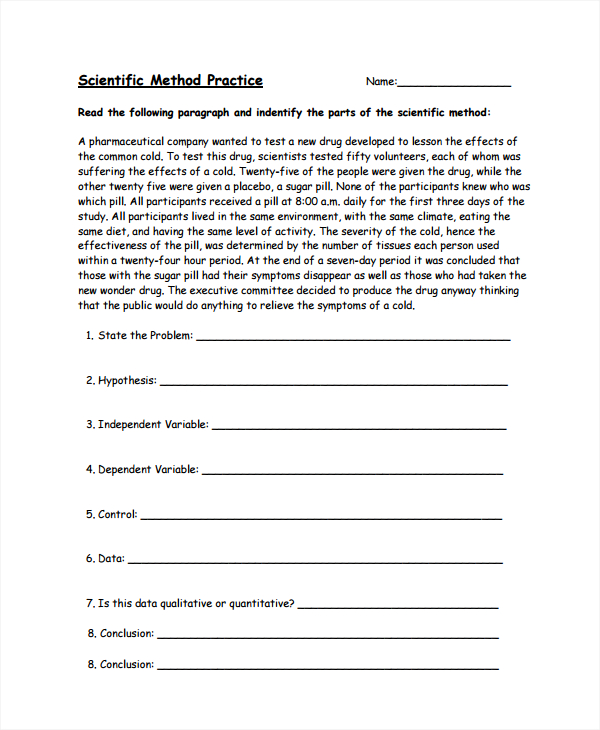 Scientific method worksheet pdf answer key