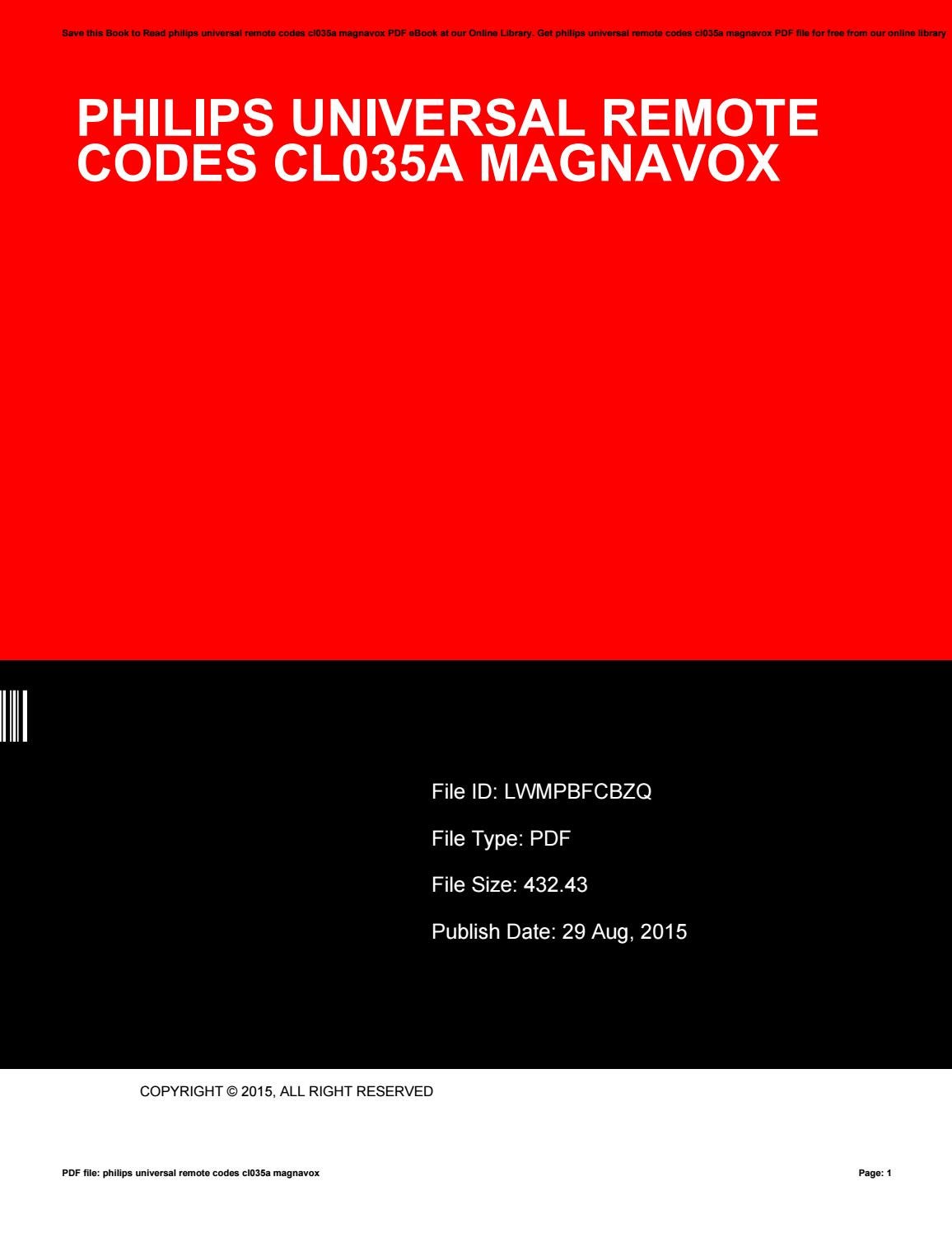Philips universal remote codes cl034 pdf