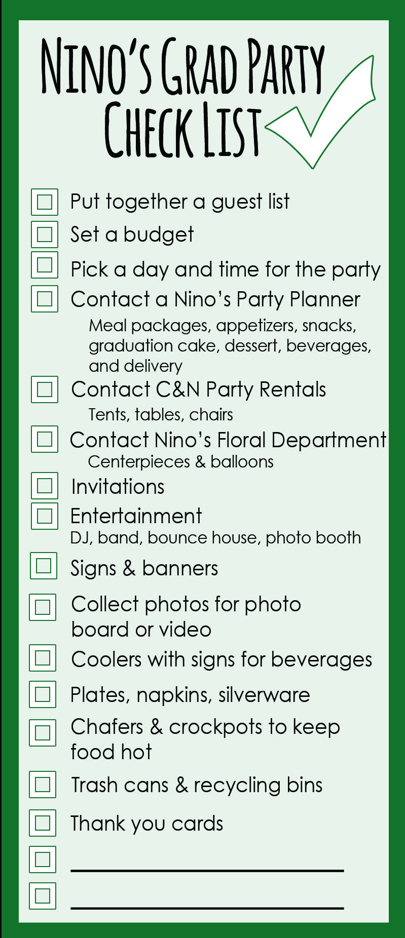 Graduation party planning checklist pdf