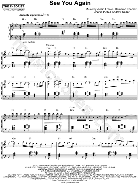 See you again piano notes pdf
