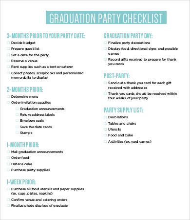 Graduation party planning checklist pdf