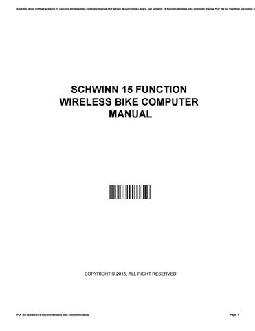 schwinn bike computer manual pdf