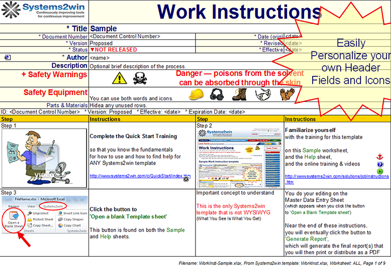 process procedure work instruction examples
