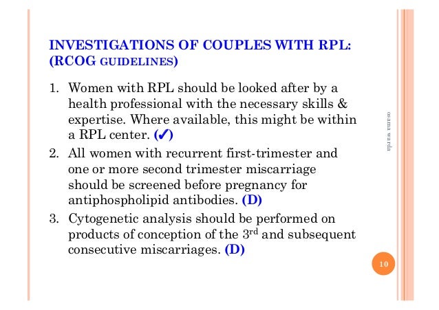 Recurrent pregnancy loss rcog guidelines ppt